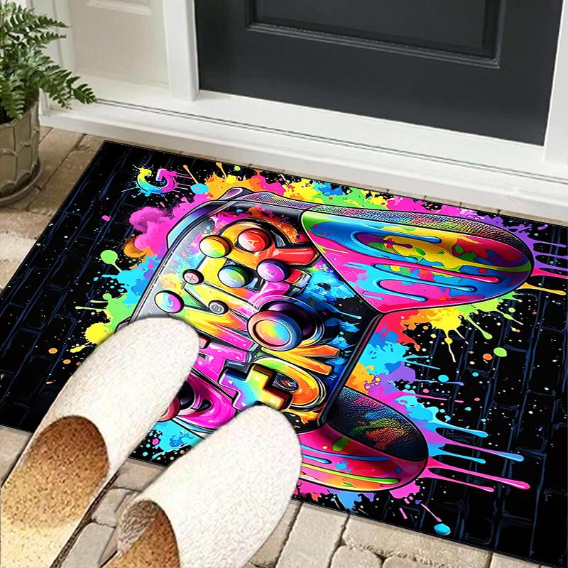 Neon Gaming Controller Office Rug Chair Mat, Game Carpet, Suitable for Front Door, Bedroom, Living Room, Desk, Holiday Gift