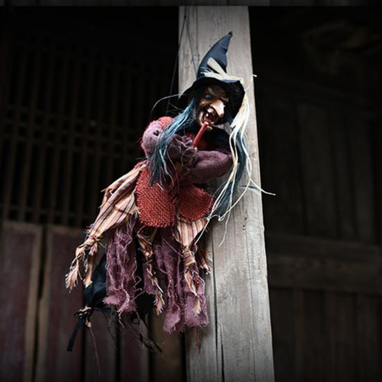 Halloween Witch Sound Activation Function Screaming Sounds Horror Atmosphere Voice Control Electric-props Haunted House Setting Ornament Hanging