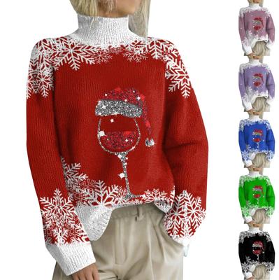 Christmas Sweatshirts For Women Knit Sweater Cute Shirt Fall Turtleneck Pullover Tops