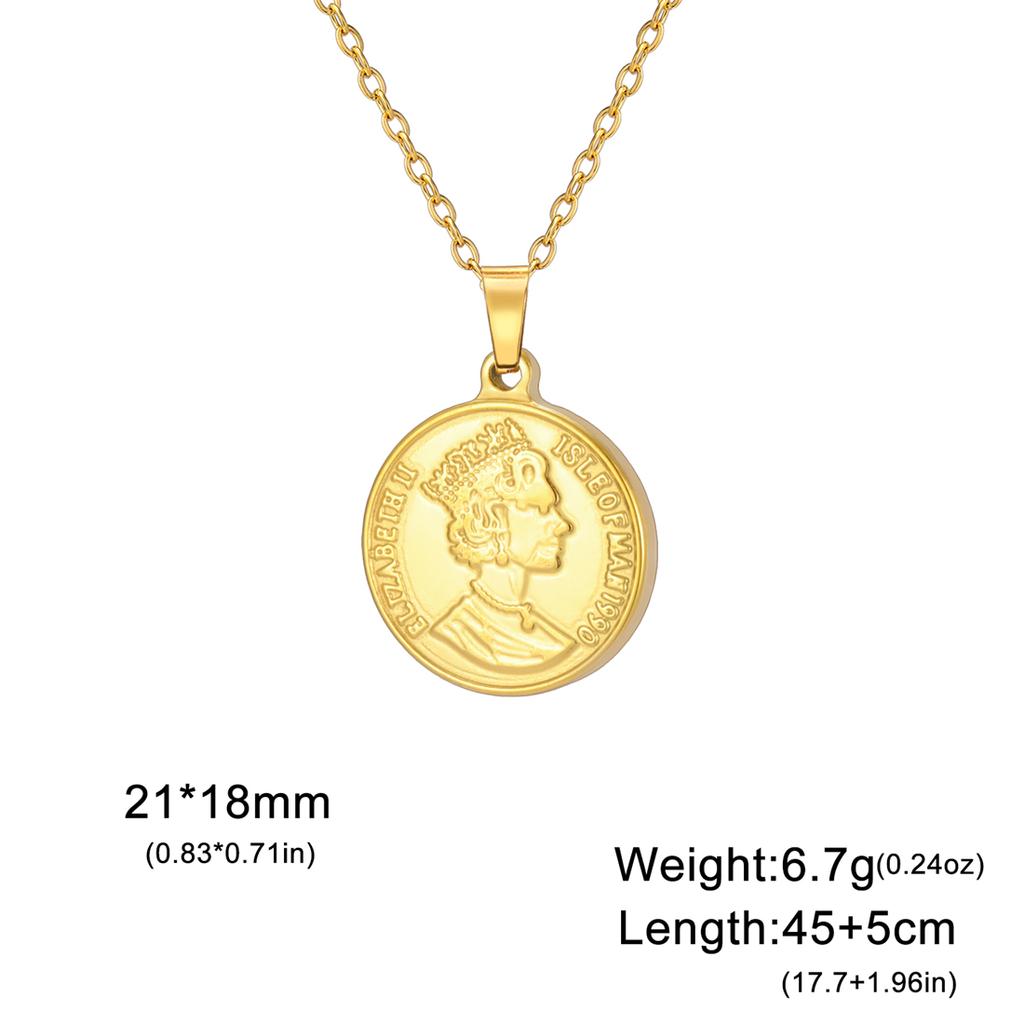 Double Sided Elizabeth Pendant Necklace Stainless Steel Charm Round Lettering Necklaces Women Girl Fashion Jewelry Gifts