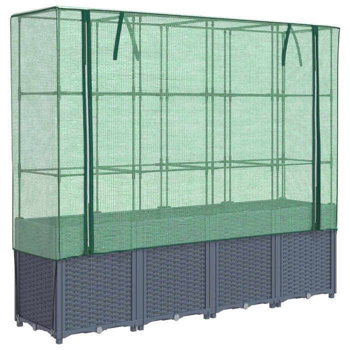 VidaXL Jardinière surélevée avec housse aspect rotin 160x40x153 cm, jardinière surélevée de jardin, bac à fleurs surélevé, 4015831