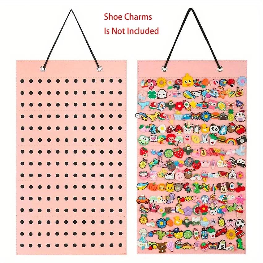 Wall-mounted Shoe Charms Organizer With 180 Holes Hanging Shoe Charm Holder Shoe Decoration Clog Charms Display Badge Storage
