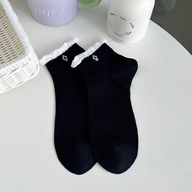 

Sock Summer Lightweight Short Socks with Mesh Ventilation and Lace Edging - Ballet Style Women s Summer Boneless Socks 1 pair чорний