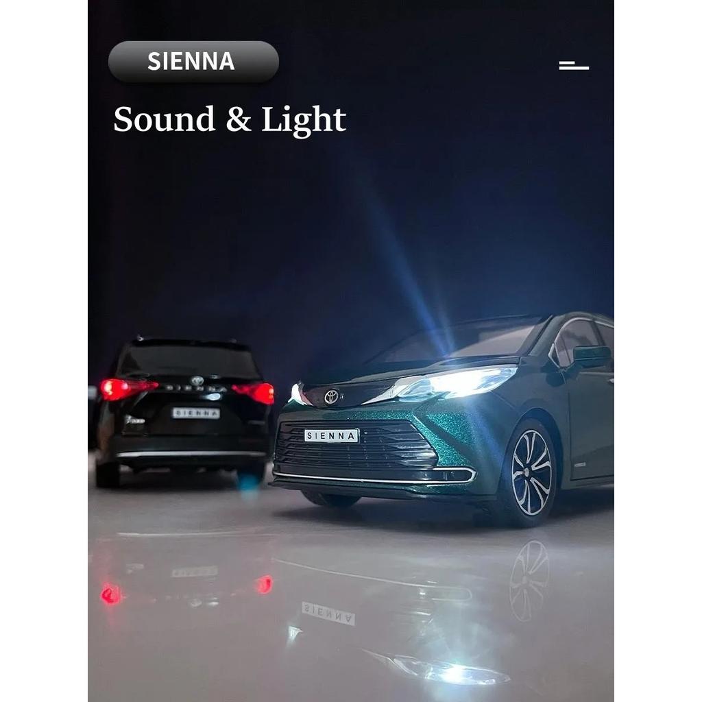 1/24 TOYOTA SIENNA MPV Furgone Giocattolo Diecast Modello Auto Giocattolo Miniatura Pull Back Suono & Luce Porte Apribili Collezionismo Regalo per Ragazzo Bambino