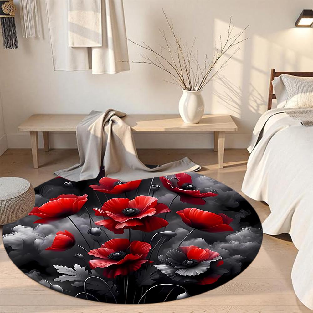 Flower Round Floor Rug Perfect for Kitchen Dormitory Entryway Study room Anti-slip Round Rug Office home decor Birthday Christmas Gift