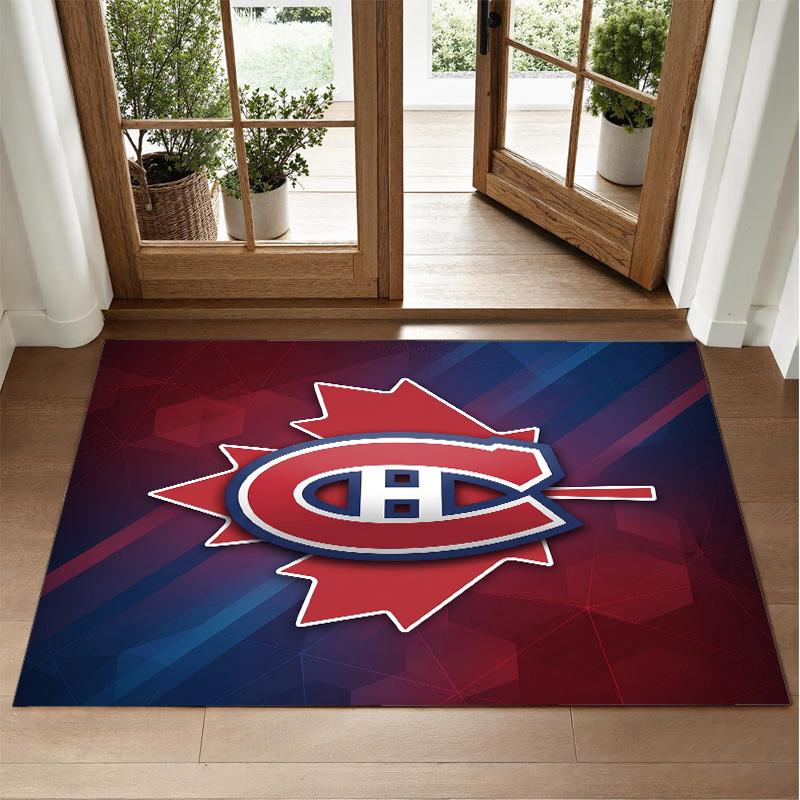Montreal Canadiens Design Crystal Velvet Rug Soft Decorative Mat for Bedroom Entrance