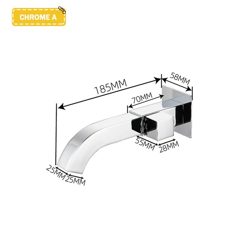 Rubinetto per Lavabo Quadrato da Parete per Bagno Oro Spazzolato Monoforo Freddo Ottone Rubinetto per Lavabo da Balcone Pozzetto per Mocio Cromo Nero Grigio