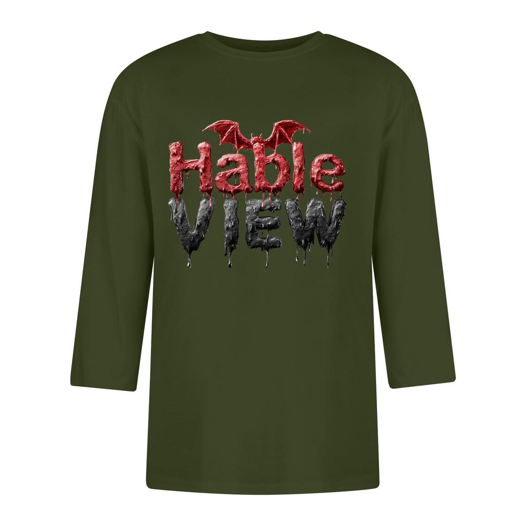 Men'S Round Neck Three-Quarters Sleeve Top Casual Fashion T-Shirt