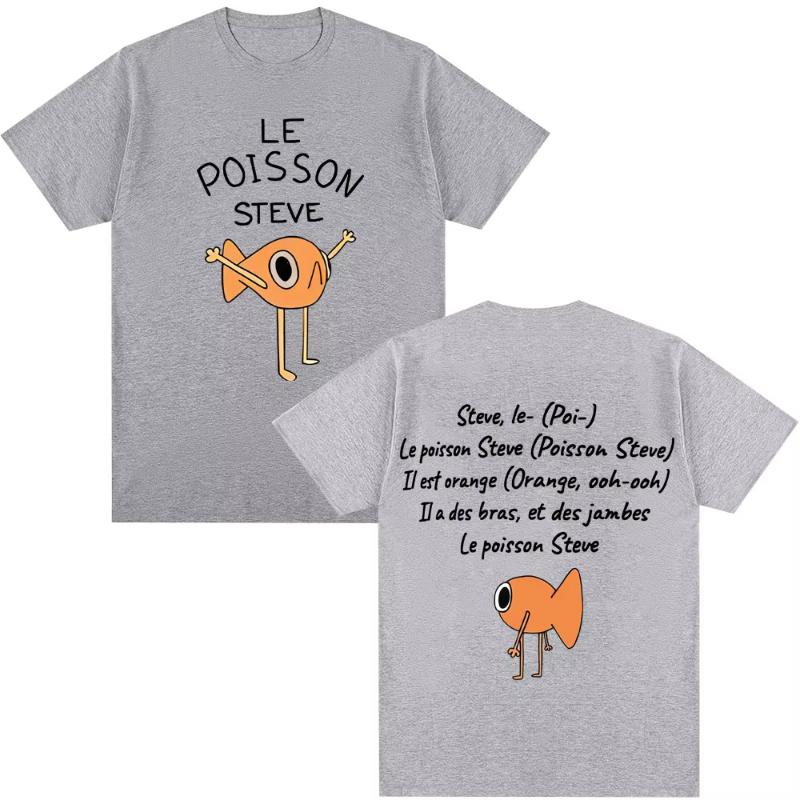 2026 New Goldfish Steve Fermi Goldfish Expression Printed Tshirt Summer Trend Fan Enthusiast Printed Top Street Style Shirt