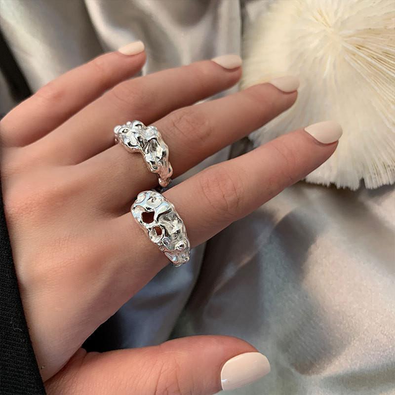 Textured Hollowed Chic 925 Sterling Silver Ring Timeless Korean Fashion Jewelry For Women
