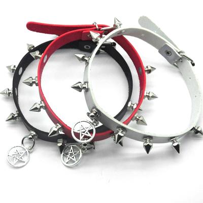 Gothic Star Pendant Rivet Choker Moteriški punk odiniai kaklo seksualūs papuošalai