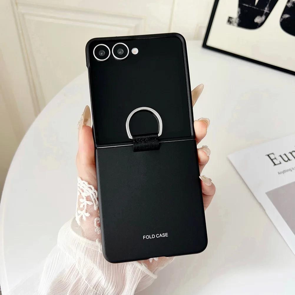 

Роскошное матовое приятное на ощупь покрытие, чехол-кольцо для телефона для Samsung Galaxy Z Flip 7 7FE 6 5 4 3, противоударная задняя крышка с защитой камеры Galaxy Z Flip7 чёрный