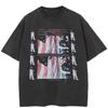 Streetwear Zabawna koszulka z grafiką Bawełniana, sprana czarna koszulka Topy unisex Koszulki Letnia koszulka z krótkim rękawem