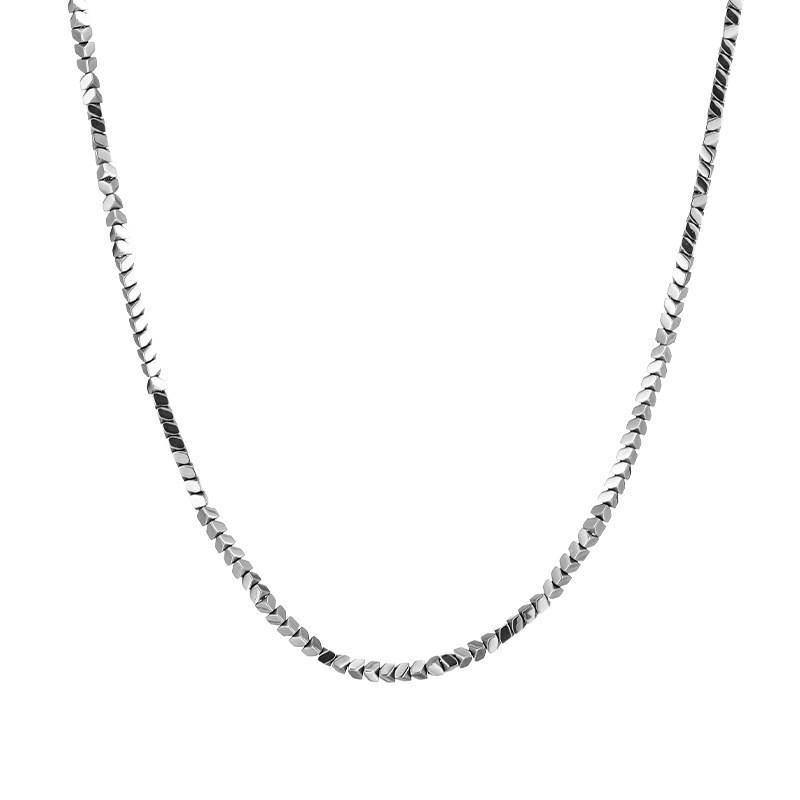 VOYAGE Titanium Steel Crushed Silver Unisex Necklace - Trendy Clavicle Chain, Hip Hop Style