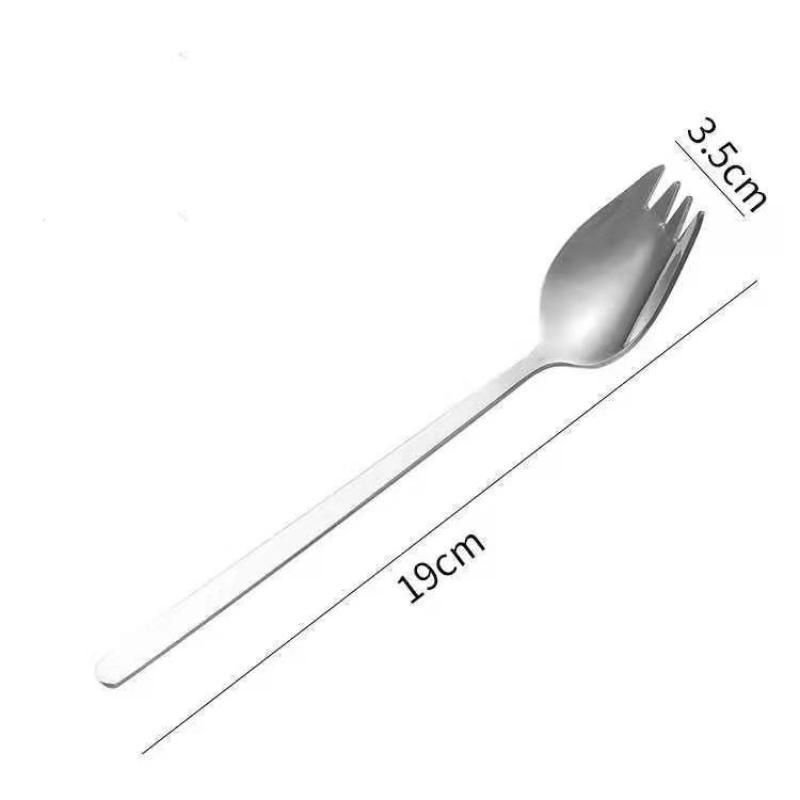Dubbeldoel Spork van Roestvrij Staal Met Glad Gepolijste Rand En Roestbestendig Ontwerp Voor Maaltijden Thuis Kamperen Ramen Noodles