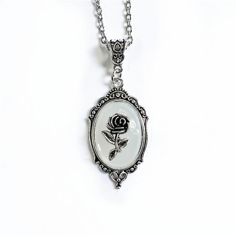 No Ip Punk Style Alloy Jewelry With Glass Rose Pendant For Men And Women Summer Fashion
