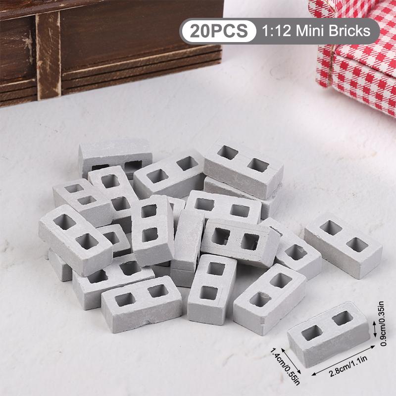 20/50Pcs Miniature Cinder Blocks Model 1/12 Dollhouse Micro Landscape Mini Concrete Bricks Toy Micro Scene Construction Props