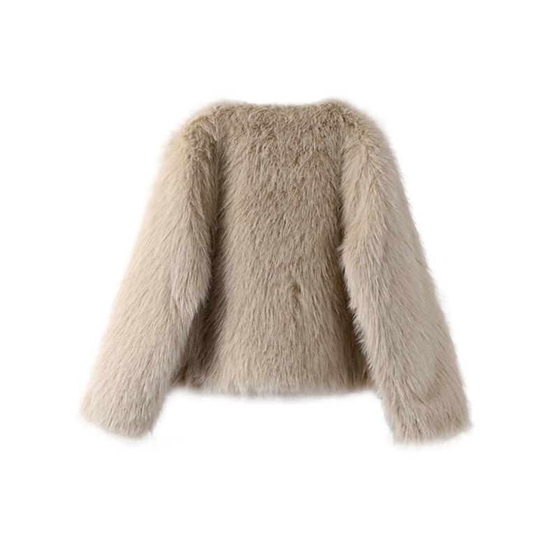 2024 Women Winter Fashion New Faux Fox Fur Coat Metal Button Thickened Warm Tops