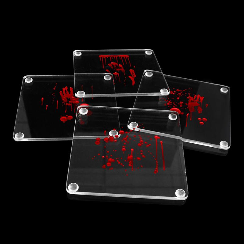 Halloween Horror Palm Pattern Cup Coaster Creative Bloodstain Pattern Cup Pad Acrylic Cup Mat Coffee Tea Drinks Cups Coaster
