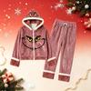 Women's Casual Loose Fit Winter Holiday Print Lined Hooded Pajama Set with Pants