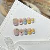 Handmade Press On Nail Cute Sweet Summer Colorful Hand-painted 3D Fruits Short Square Round Fake Nail Patch Artificial Nail Reusable
