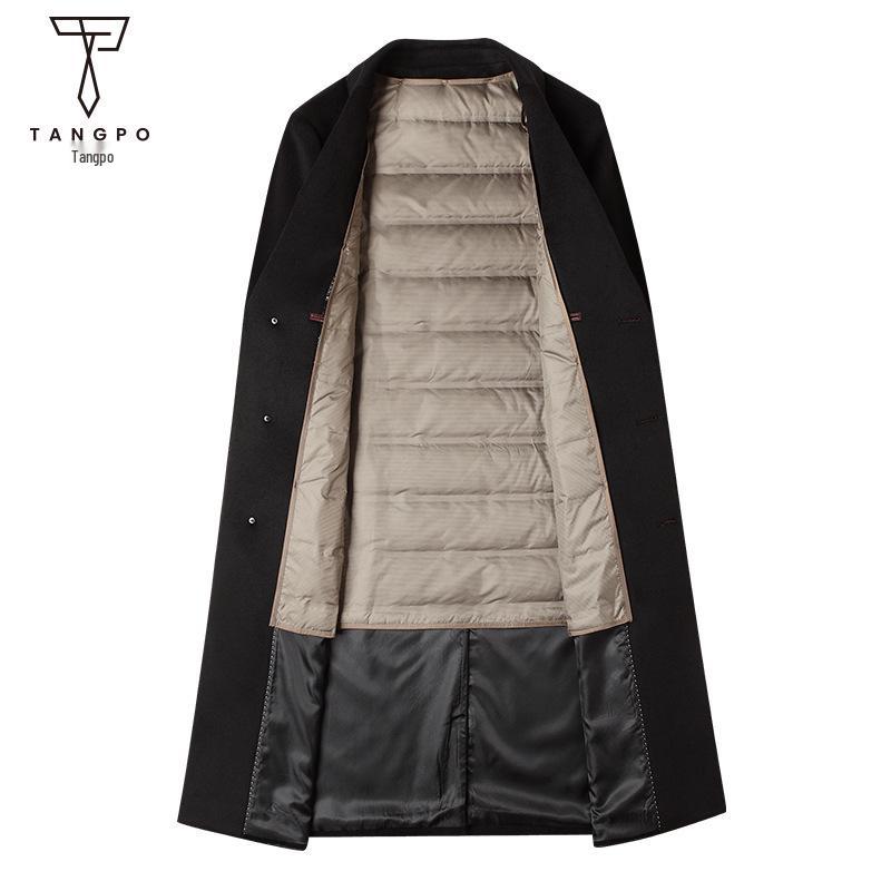 Men's High-End Trench Coat: 71.5% Wool with Slimming Fit and Removable 90% Duck Down Liner for Autumn/Winter