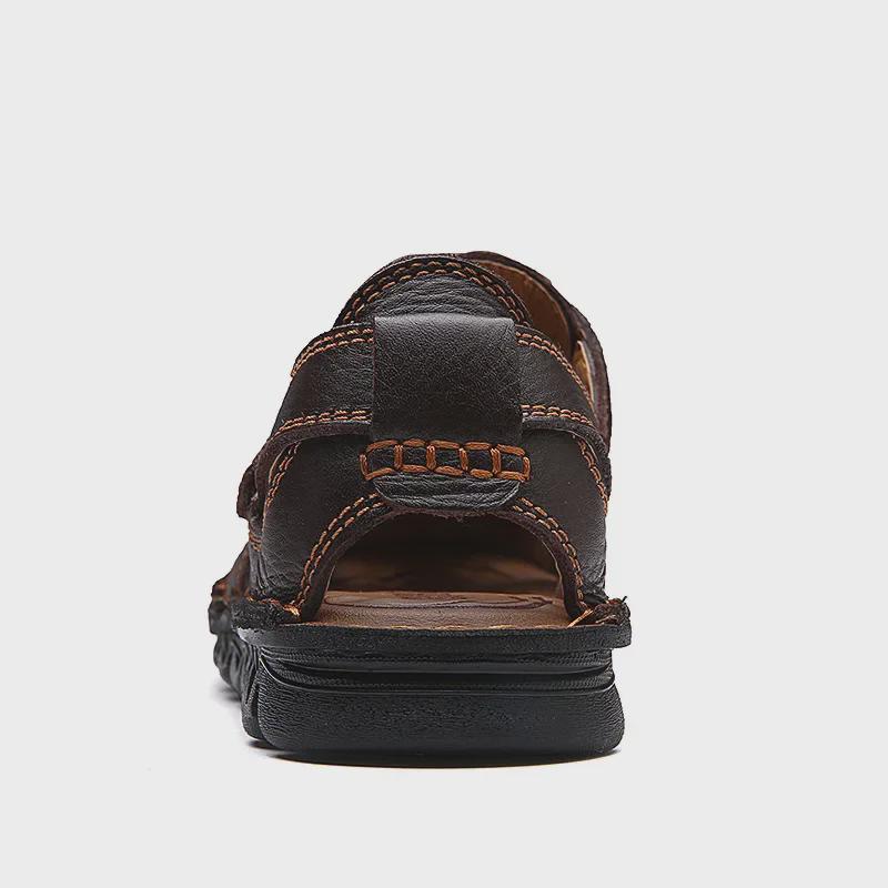 Męskie sandały letnie z prawdziwej skóry w dużym rozmiarze - Casualowa moda dla taty i osób starszych