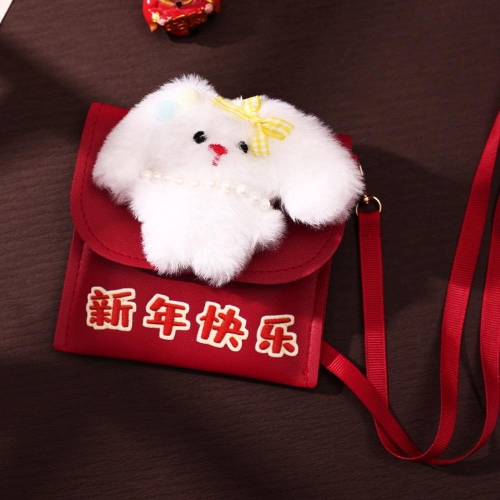 Cartoon New Year Red Envelope 3D Money Bag Practical PU Crossbody Bag Birthday Celebration