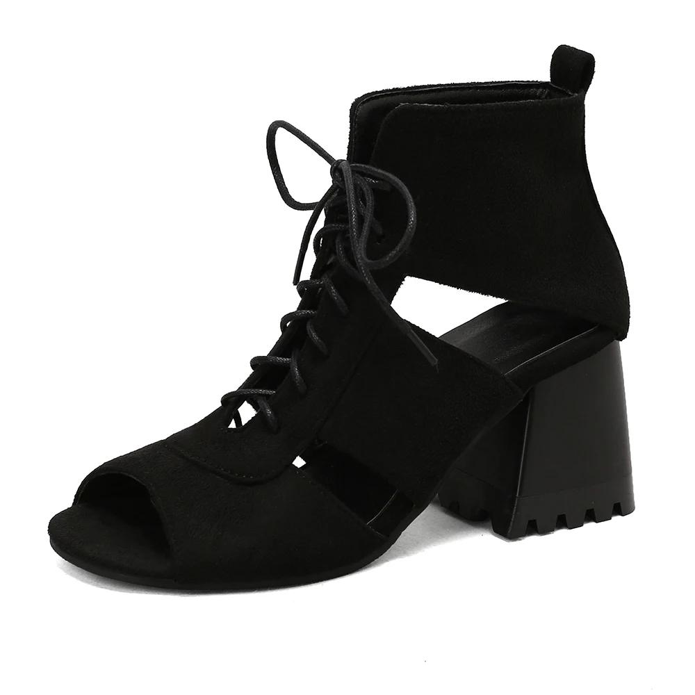 Fashion Fashion Peep Toe Ankle Boots For Women Sandals Shoe Sexy Denim High Heels Platform 2025 Summer Ladies Leopard Lace Up Mujer 41 4