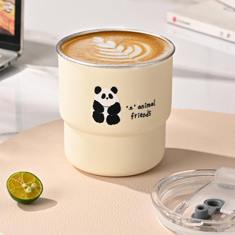 Cartoon Panda 304 Stainless Steel Coffee Cup With Cover Travel Originality Thermal Mug Leak-Proof Thermos Tea Bottle
