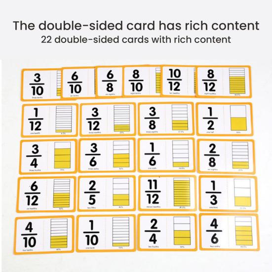 1 Set Fraction Learning Cards Percentage Decimal Fraction Tiles Circles Math Manipulatives Elementary Students