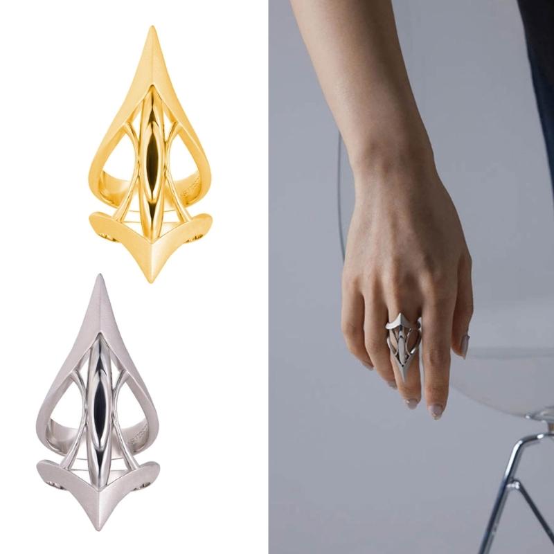 Scepter Hollow Barbed Fangs Ring for Women Gold Silver Rings Fashion Novel Niche High-grade Sense Open Finger Ring