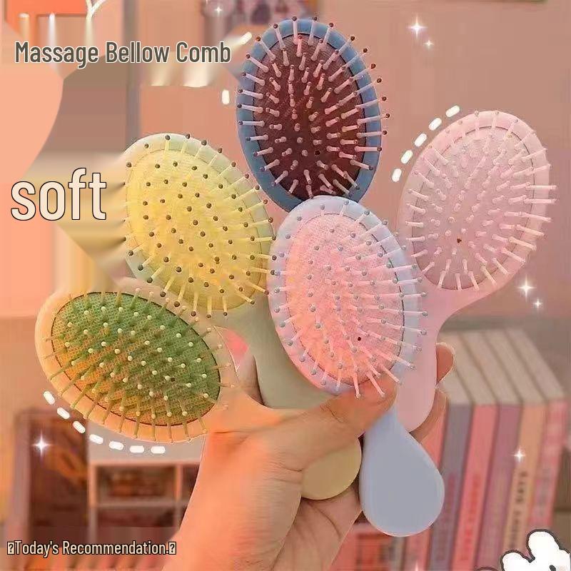 Macaron Mini Anti-Tangle Heart Cushion Brush - Portable, Cute, and Girly Massage Comb