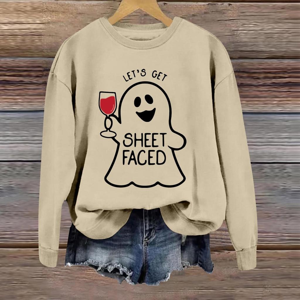 Halloween Sweatshirts For Women Cute Ghost Long Sleeve T Shirt Fashion Sweatshirt
