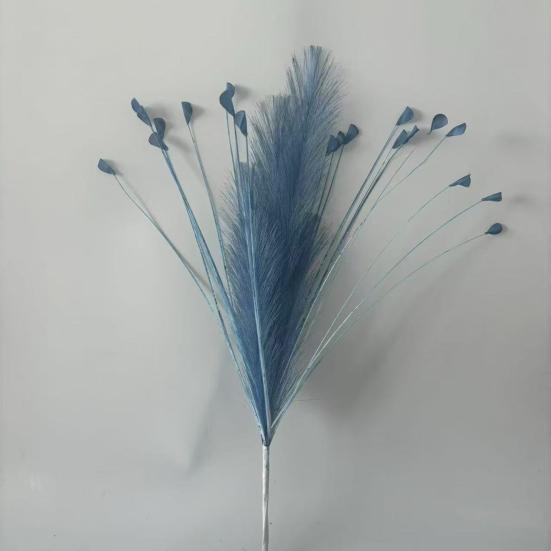 6 Pcs Faux Pampas Grass Decor 17.7" Short Fluffy Fake Pompas Branches Multicolor Artificial