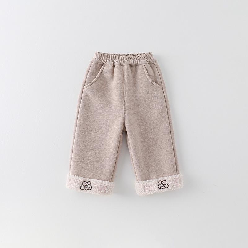 Girls Fleece-Lined Winter Trousers: New Style, Warm Straight-Leg Pants for Infants & Toddlers 110 cm