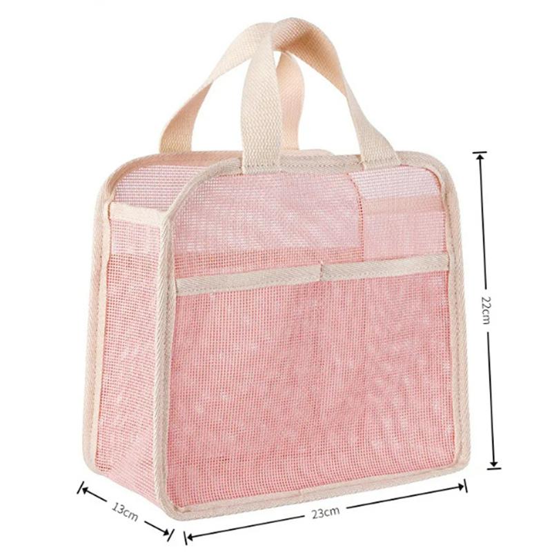 1 3Pcs Makeup Bag Mesh Handbag Portable Cosmetic Organizer Zipper Storage Pouch for Travel Purse and Lipstick