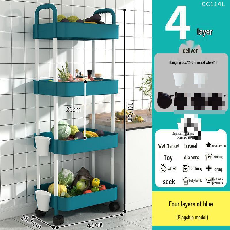 Multi-Layer Kitchen and Bathroom Storage Trolley with Wheels