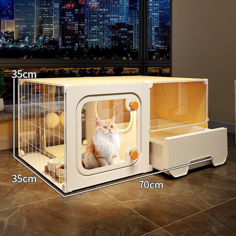 Extra-Large Indoor Cat Villa: One Room, Living Room, Bathroom - Spacious Cat Cage & Nest with Integrated Toilet