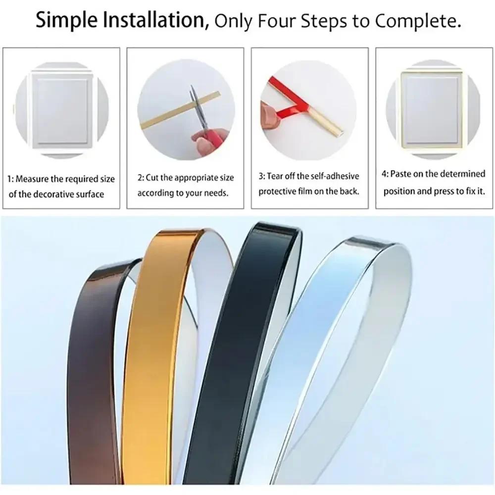 Ceiling Decor Line Self-adhesive Decoration Line PVC Waterproof Gold Tape Background Wall Edge Strip Ceiling Furniture Tile