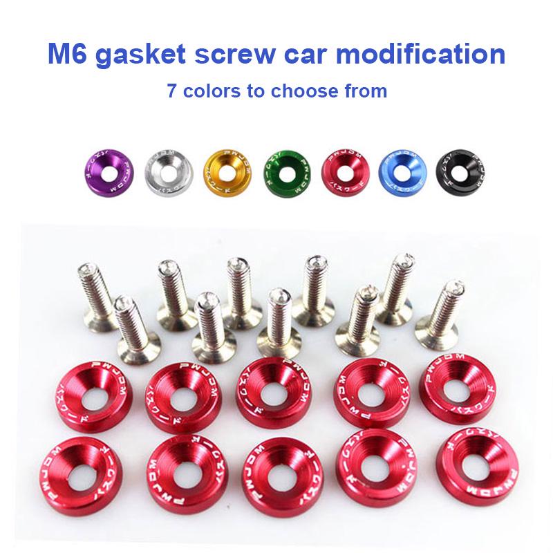 20 Pcs Car Billet Aluminum Bumper Washer Stainless Steel Screws Engine Kit Billet Aluminum Stainless Steel Screws Car Auto Guard