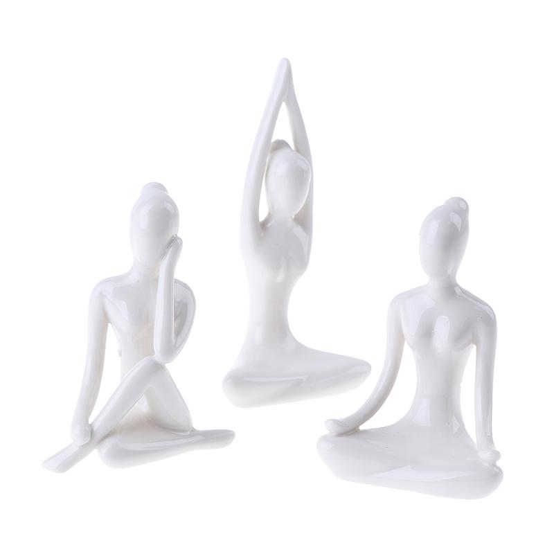 6 Stiluri Meditație Yoga Pose Statuie Figurină Ceramică Yoga Figure Decor Ornament