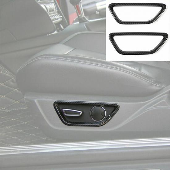 Seat Adjust Control Button Frame Trim Cover For Ford Mustang 2015+ Carbon Fiber