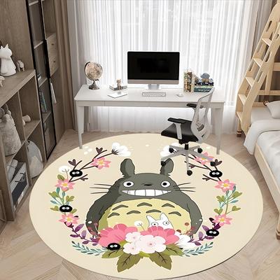 1pc Totoro Flowers Office Round Area Rug, Under Office Chairs Bedroom Living Room Home Decor A1022391