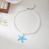 Bohemian Colorful Resin Starfish Pendant Necklace for Women Fashion Simple Double Layer Rope Chain Choker Beach Party Jewelry