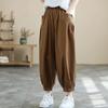 Summer New Literary and Retro Loose and Thin Closed Straight-leg Pants Elastic Waist Nine-point Pants Women
