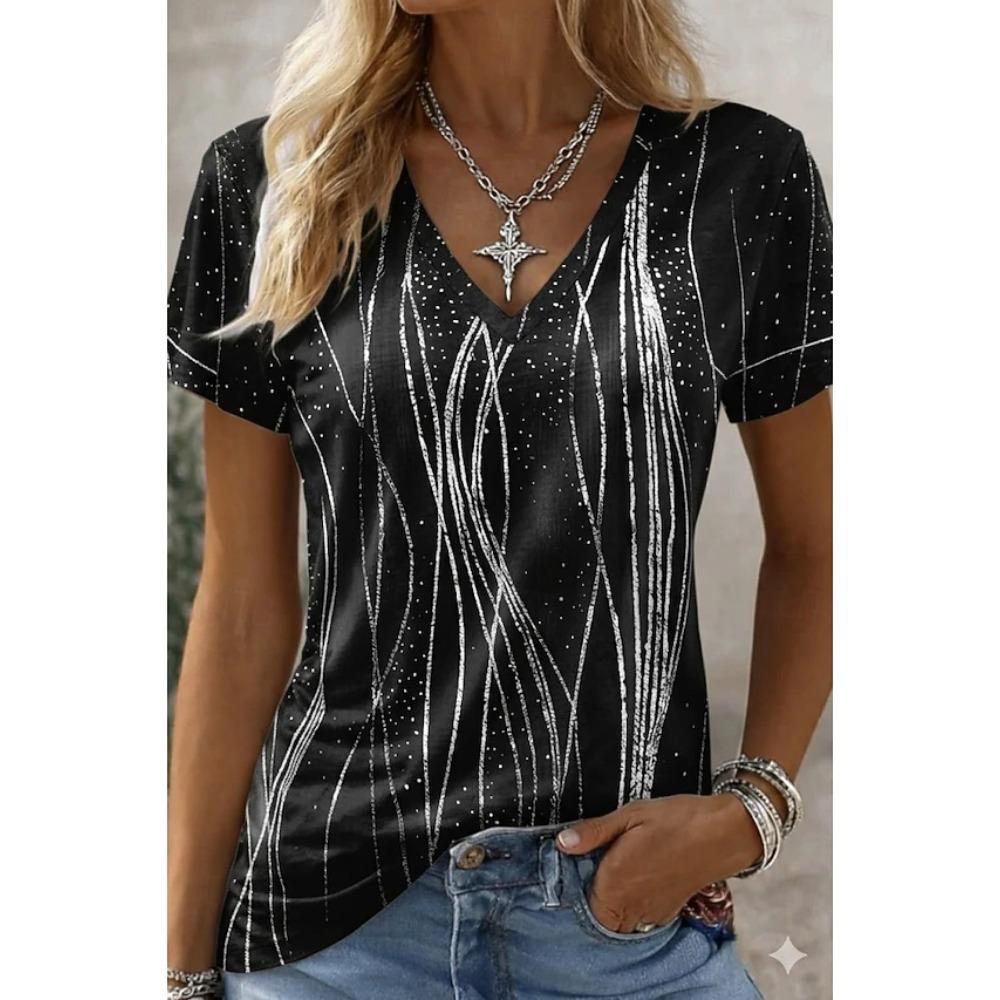 3D butterfly print short sleeved T-shirt loose casual shirt