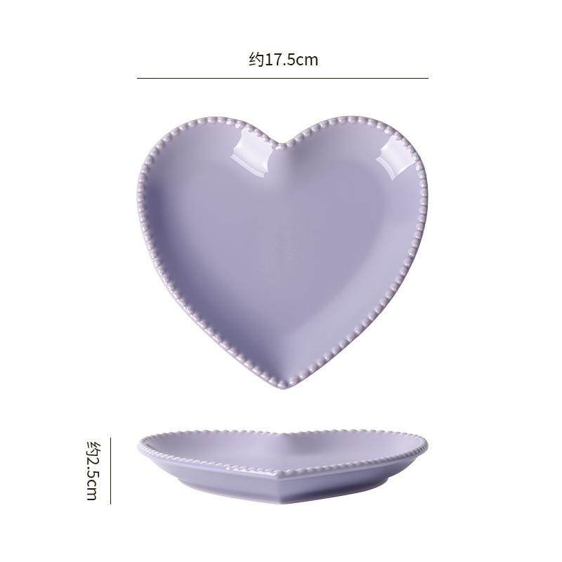 Creative Heart-Shaped Ceramic Small Plate, Household Dim Sum Plate, Catering Dessert Plate, Snack Plate, Direct Supply Can Be Customized