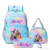 Three-Piece Kpop Demon Hunter Girl Color School Bag Lunch Bag Pencil Case Set Gift Box