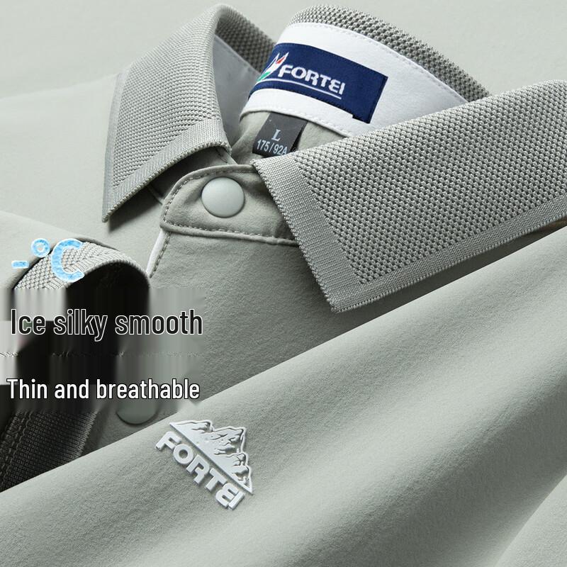 FORTEI Men s Ice Silk Short Sleeve Polo Shirt M